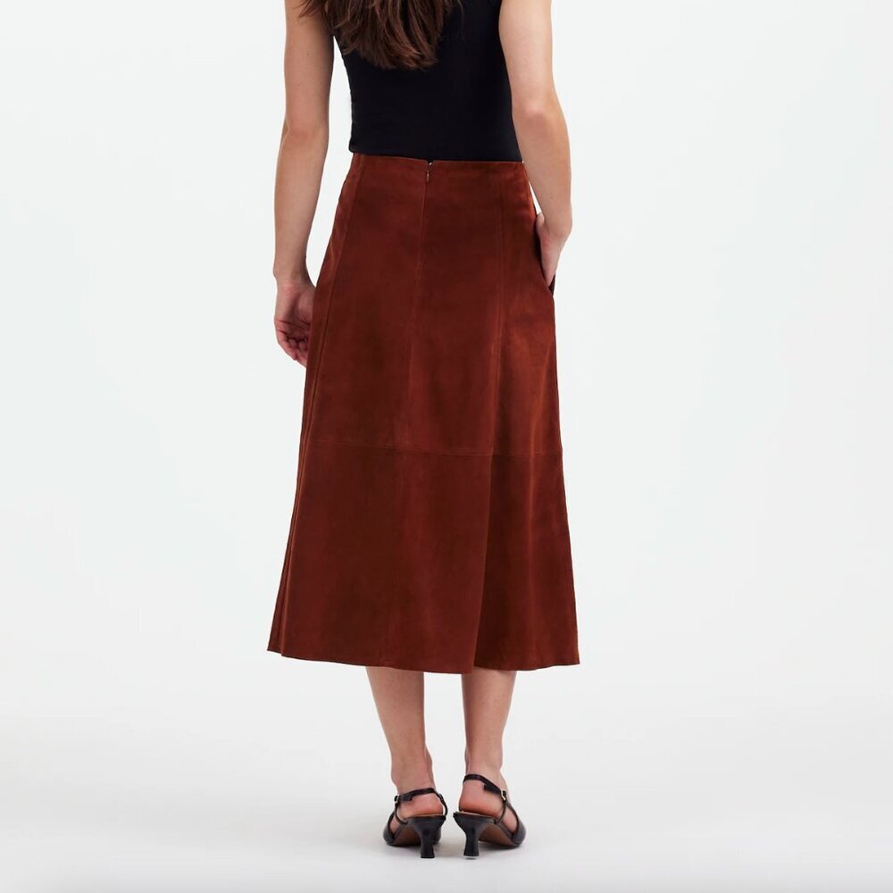 NWT! MADEWELL Suede Seamed Midi Skirt Size 4 - Picture 3 of 8